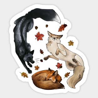 Autumn Foxes Sticker